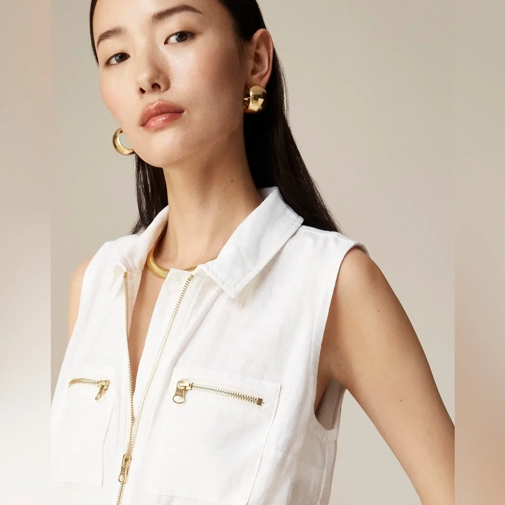 J.Crew Zip-front linen-blend dress CA422
